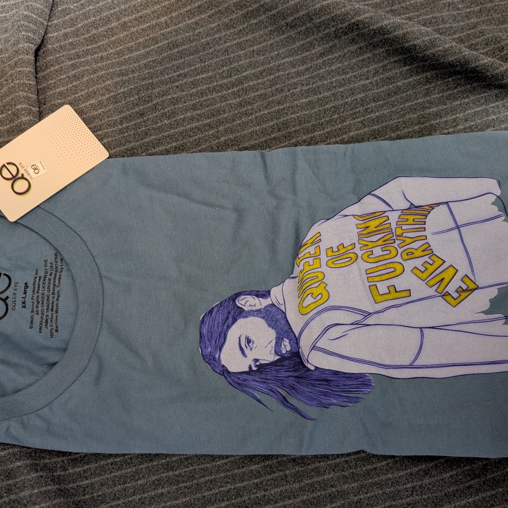 QED London Graphic Tee in Blue and Purple